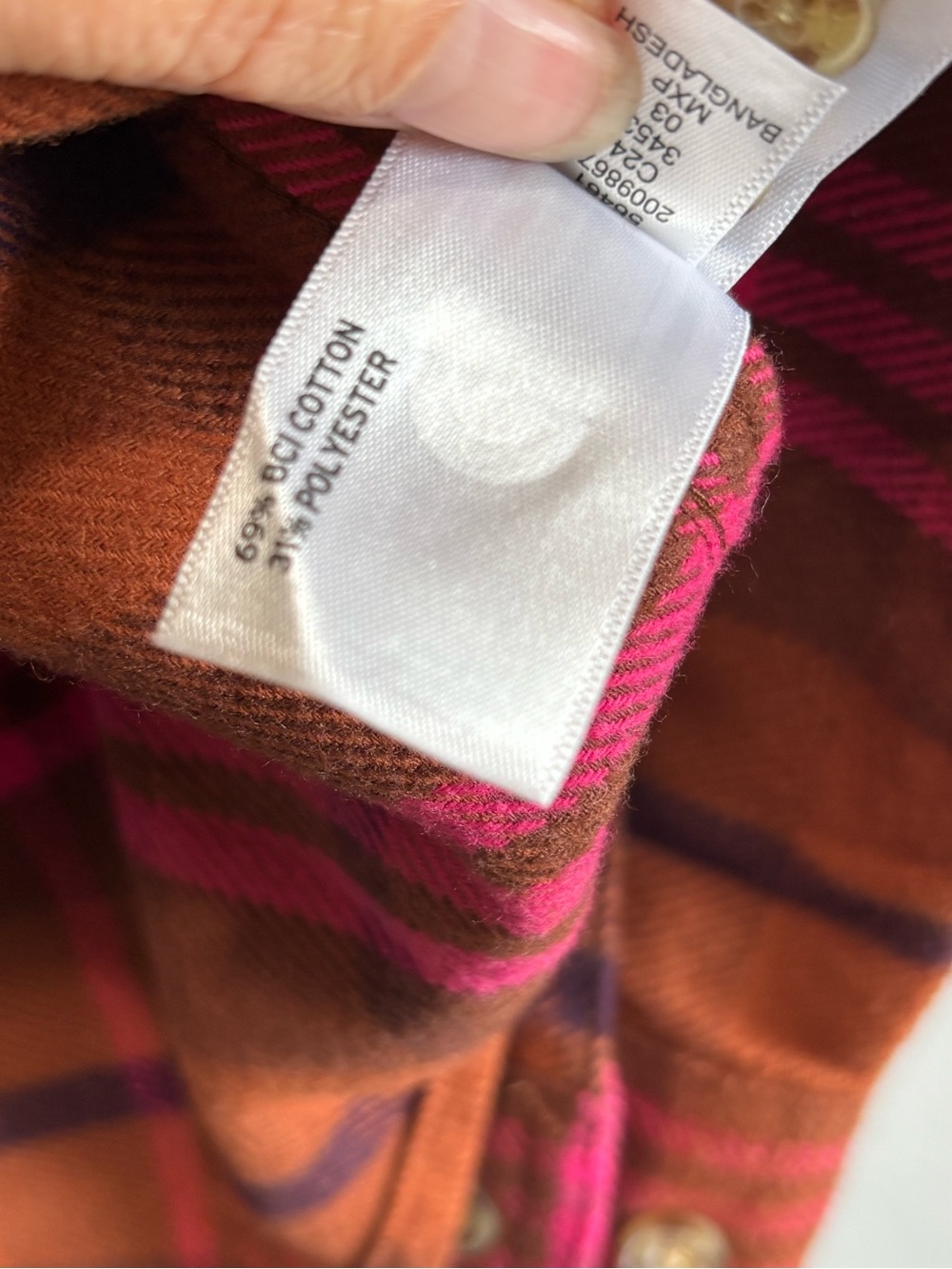 Duluth Trading Co Brown and Hot Pink Plaid Folklore Flannel Shirt - Picture 5 of 6